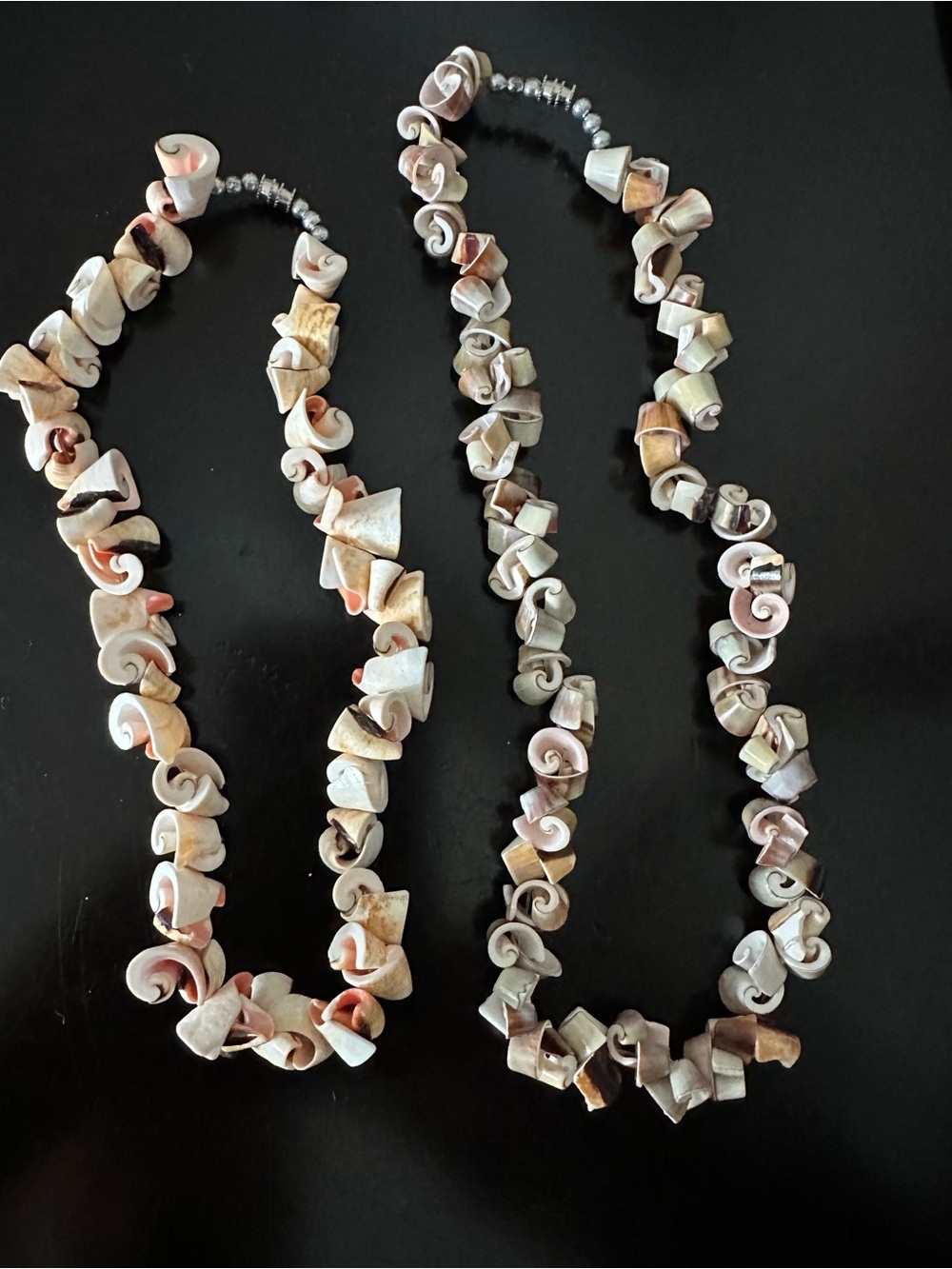 Handcrafted Shell Spiral Bead Necklace - Neutral Tones
